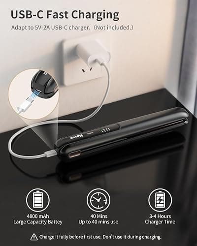 Cordless Flat Iron,Portable Mini Hair Straightener Travel for Bangs,Short Hair, Rechargeable Curling Iron for Touch Ups (Black) thumbnail 6