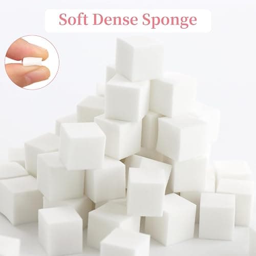 EWVVSS 500-Piece Nail Sponges Mini Disposable Nail Sponges for Ombre & Gradient Nail Art with Picker Tool & Storage Box, Sponge Cubes for Gel Polish Blending, Home and Salon Manicure Supplies thumbnail 5