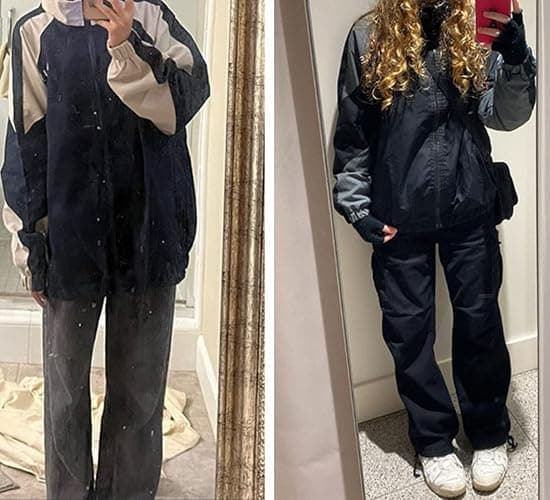 Minetom Damen Patchwork Farbblock Oversize Hip Hop Jacke Teenager Mädchen Mantel Sport Übergangsjacke Windbreaker College Jacke Sweatjacke thumbnail 4
