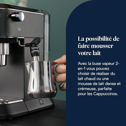 De’Longhi Dedica Style - Perfetto Machine à Expresso Compacte, Mousseur de Lait Manuel pour Expresso et Cappuccino, Compatible Dosettes ESE, Panneau de Commande à Boutons, Largeur 15cm, Noir(EC685.BK) thumbnail 7