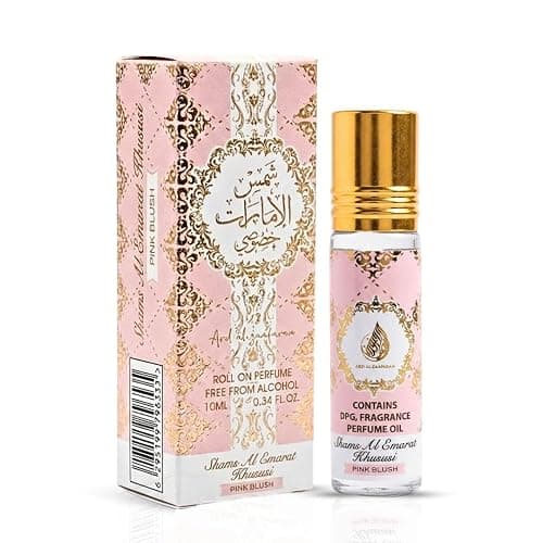 Ard al Zaafaran Pink Blush Shams Al Emarat Khususi Roll-On Perfume Oil 10ml (0.34 FL OZ) - Image 1