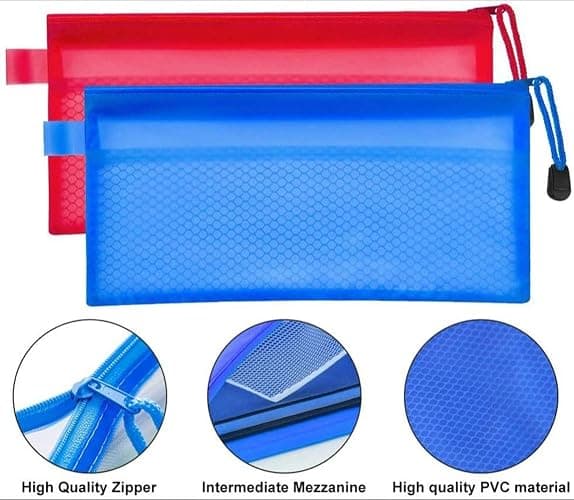 JM-capricorns 36pcs 9 x 4-1/2 inches Waterproof Plastic Double Layer Zipper File Bags Invoice pouches Bill Bag Pencil Pouch Pen Bag (8 Color) - 36pcs Zipper File Bags thumbnail 4