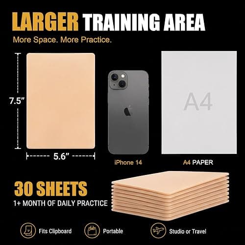 Blank Tattoo Practice Skin - Jconly 30Pcs Double Sides Fake Skin Tattoo Skin for Practicing, 8×6 in Soft Practice Skin for Beginners and Experienced Tattoo Artists… thumbnail 3