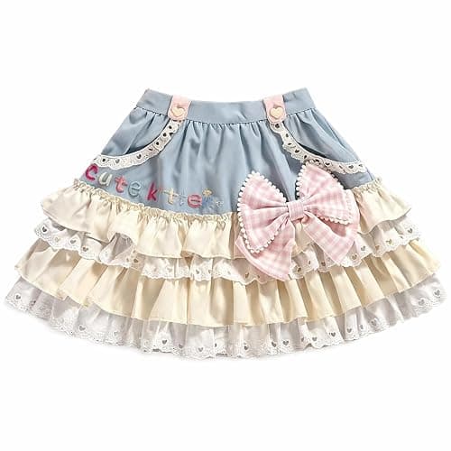 Erqiroc Cutecore Bow Lace Skirt Kawaii Lolita Skirts Harajuku Tiered Ruffle Skirts Cake Skirt Y2K Shoujo Clothes Jojifuku - Image 1