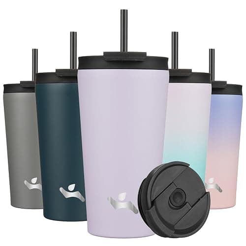 Konokyo 18 OZ Insulated Tumbler with Lid and 2 Straws Stainless Steel Water Bottle Vacuum Travel Mug Coffee Cup,Taro - Image 1