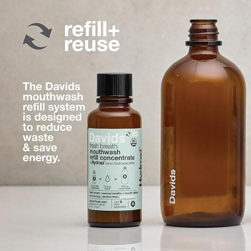 Davids Hydroxi Fresh Breath Mouthwash Starter Kit, Alcohol-Free, Fluoride-Free, Nano-Hydroxyapatite for Remineralizing & Enamel Health, Relieves Dry Mouth, Fresh Mint, 16 fl oz thumbnail 6