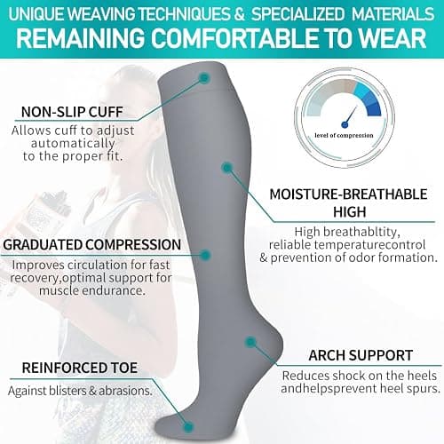 COOLOVER Copper Compression Socks for Women and Men(6 Pairs)-Best Support for Running, Athletic, Travel thumbnail 5