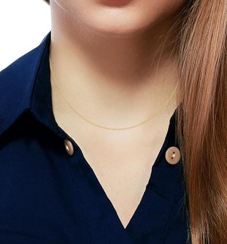 prgislew 14k Gold Over 925 Sterling Silver Chain Necklace for Women Layering Necklaces 18" 1.6mm Cable Chain Necklace Sturdy & Shiny Women's Gold Chain Necklaces Upgraded Spring-Ring Clasp thumbnail 6