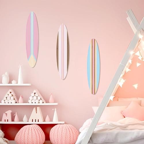 Zzbakress 3 Pieces Cute Surfboard Wall Decor Beachy Room Decoration Wood Surfboard Wall Hanging Sign Beach Themed Room Decor Room Decor for Living Room Bedroom Bathroom (Medium) thumbnail 5