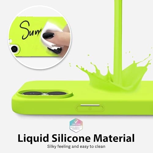 oakxco Silicone Case for iPhone 16 Plus Case Magnetic, Compatible with Magsafe Wireless Charging, Slim Thin Soft Rubber, Girly Cute Bright Hard Mag Safe Cover for Women, Fluorescent Neon Green Lime thumbnail 4