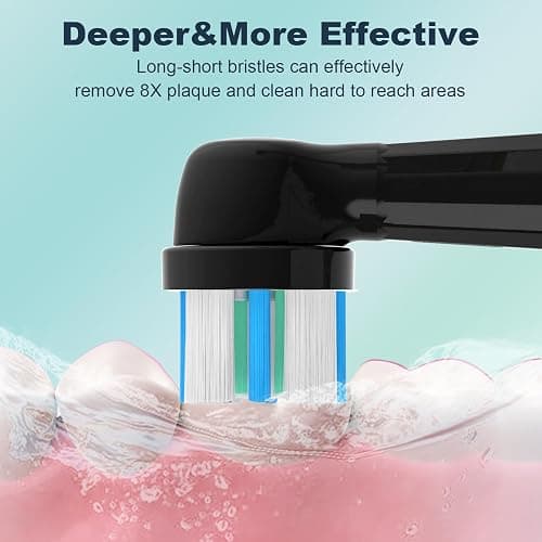 8Count Replacement Toothbrush Heads Compatible with Oral B iO Series 2/3/4/5/6/7/8/9/10 Electric Toothbrush,Medium Bristles for Effective Plaque Removal(Black) thumbnail 2