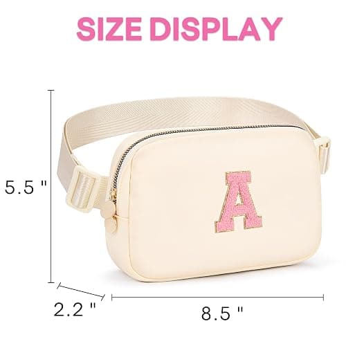 mibasies Initial Fanny Pack for Girls, Birthday Gifts for 4 5 6 7 8 9 10 11 12 13 Teen Girl - Cute Personalized Trend Stuff - Cream A thumbnail 5
