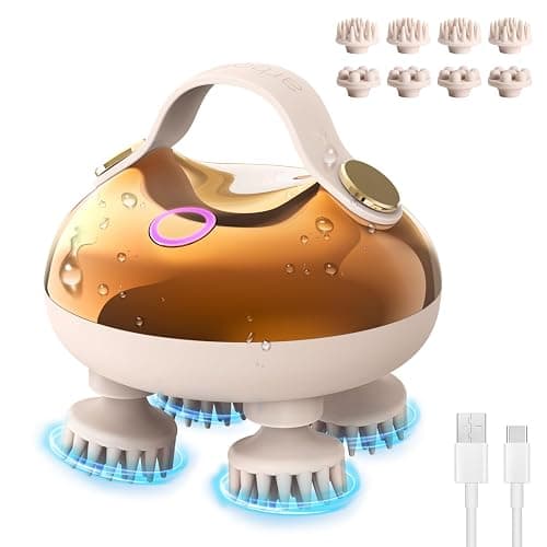 arboleaf Electric Scalp Massager, Waterproof Head Massager with Replacement Silicone Heads for Hair Growth, Handheld Massager for Head Body Relaxation, Stress Relief and Hair Care, Gifts for Women Men - Image 1