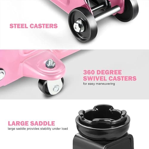 DNA MOTORING Low Profile Hydraulic Trolley Service/Floor Jack, 2 Ton (4000 lbs) Capacity, Lifting Range 5.1"-13", Pink, TOOLS-00474-PK thumbnail 5
