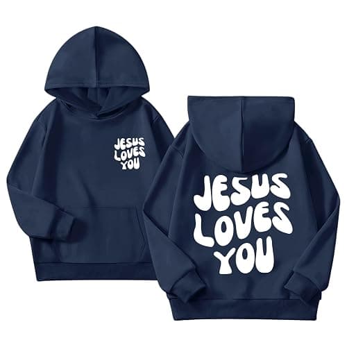 Kelxjia Christian Jesus Loves You Hoodie For Teen Girls Cute Graphic Hoodies Kids Bible Verse Faith Sweatshirt God Pullover - Image 1