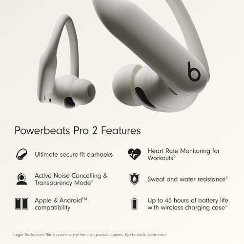 Beats Powerbeats Pro 2 - Wireless Noise Cancelling Workout Earbuds with Secure- Fit Earhooks, Up to 45-Hour Battery with Charging Case, Sweat & Water Resistant, Heart Rate Monitoring - Quick Sand thumbnail 2