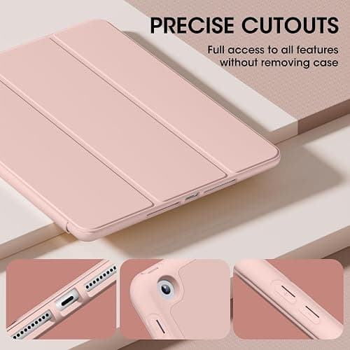 Lsmmpoba Case for iPad 9th/8th/7th Generation 10.2 inch (2021/2020/2019) with Pencil Holder, Smart Stand Cover with Soft TPU Back, Auto Sleep/Wake, Pink thumbnail 3