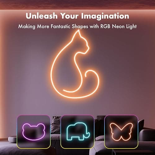 SILFU Neon Rope Lights, 50FT RGB LED Strip Lights, Waterproof IP67 LED Lights for Bedroom, DIY Design, Music Sync, 44 Key Remote Control, Multiple Modes for Bedroom, Holiday Decoration thumbnail 4