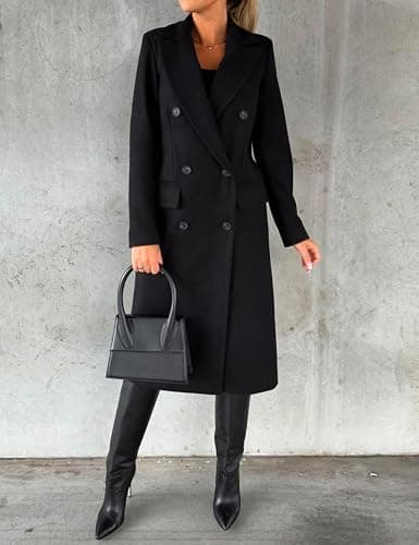 IDEALSANXUN Womens Long Wool Coat Double Breasted Trench Coat Fall Winter Clothes thumbnail 3