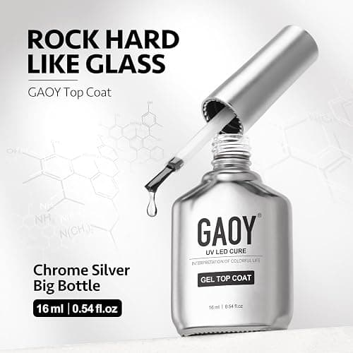 GAOY Gel Top Coat, Base Coat and White Gel Polish Set, 3 Pcs 16ml Clear Glossy No Wipe Combination and Color for UV Light Cure thumbnail 2