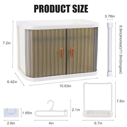 Foldable Doll Wardrobe Closet Storage Box Compatible with Labubu Clothes with 15 Hangers & Rod - Stackable Organizer Cabinet for 15/17cm Doll Clothes with Dust-Resistant Cover and Display Shelf thumbnail 3