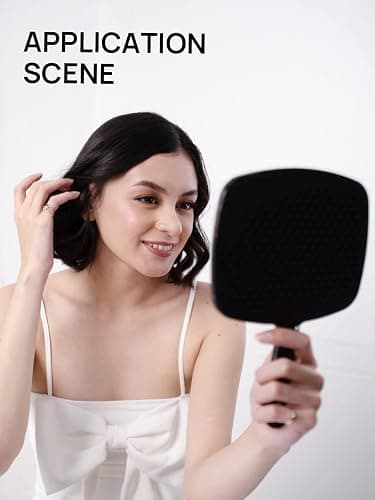 OMIRO Hand Mirror, Black Handheld Mirror with Handle for Makeup, Hairdressing (6.3" W x 9.6" L) thumbnail 5
