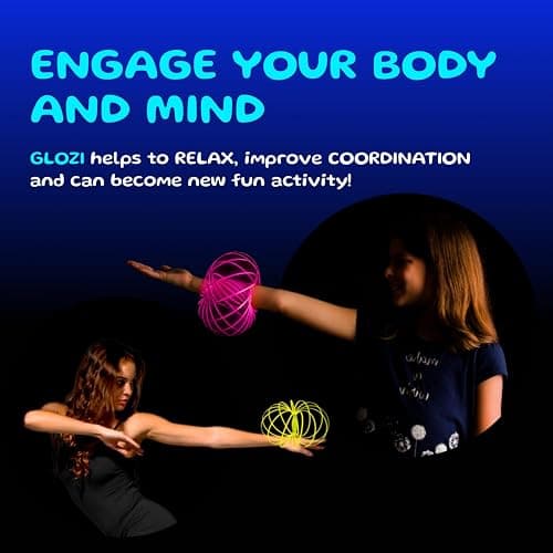 Mozi Glozi Geometric Magic Flow Bracelet - Easy to Use - 3D Bracelet Spiral Toy, Glowing Spinning Bracelet Spiral for Children and Adults (Yellow) thumbnail 3