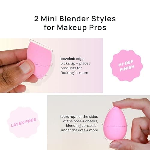 AOA STUDIO Collection MiNi Makeup Sponge Set Blender Latex Free and High-definition of 6 For Powder Cream Liquid, Super Soft Wonder Beauty Cosmetic 3 Tear Drop + Beveled Shape (Pink) thumbnail 6