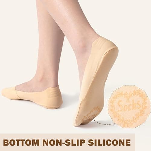 Sofier No Show Socks Womens,6 Pairs Non Slip Low Cut Invisible Liner | Thin silky fabric,cotton sole,breathable,fits flats,loafers,sneakers,casual dress shoes thumbnail 4