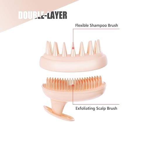 Rebex 2-in-1 Scalp Massager Shampoo Brush,Scalp Scrubber, Exfoliator Brush for Removing Dandruff & Hair Growth,Detangling Scrubber for Wet or Dry Hair (Peach Fuzz Color) thumbnail 3