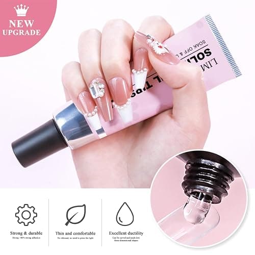 LIMEGIRL Solid Nail Glue Gel Kit with UV Lamp & Remover - Nail Glue Remover for Fake Nail, Strong Solid Nail Glue, Long-lasting 30+ Days with UV Light, Salon Professional Bundle for Press on Nails thumbnail 3