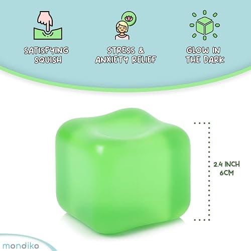 BounceBack Glow Cube - Soft Silicone Stress Ball for Kids & Adults | Glow in the Dark Autism Fidget Cube Gift | Squishy Sensory Toy for Stress & Anxiety Relief, ADHD Present for Girl Boy | Mondiko® thumbnail 3