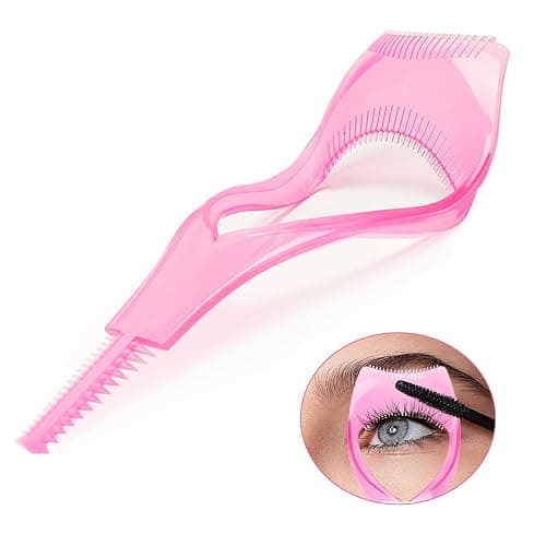 ELTONGUU Eyelash Separator Tool Mascara Shield Guard Magic Useful Cosmetic Comb Applicator Helper Guide Card Tool 3 in 1 Upper Lower Mascara Applicator Guard Lash Buddy Pink - Image 1