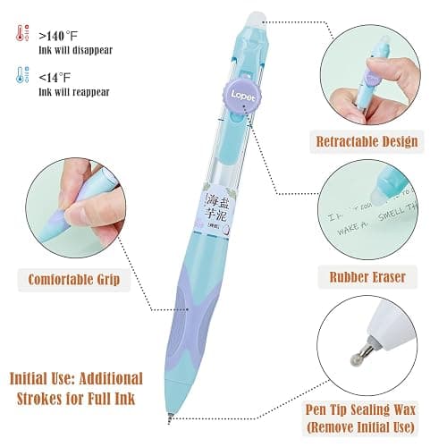 BAYTORY 4Pcs Aesthetics Erasable Pens, 0.5mm Fine Point Erasable Gel Pen with Comfortable Grip, Retractable Pens with Erasers, Smooth Writing for Crossword Puzzles Note Taking (Black Ink) thumbnail 4