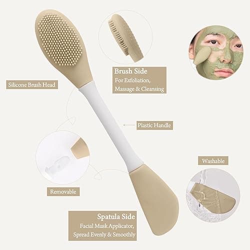 Real Perfection Gua Sha Facial Tools Face Roller for Wrinkles Jade Roller and Gua Sha Set, Scrubber Pore Brush Headband Skin Care Tools for Travel Skincare Routine Massaging Reducing Puffiness - Green thumbnail 6