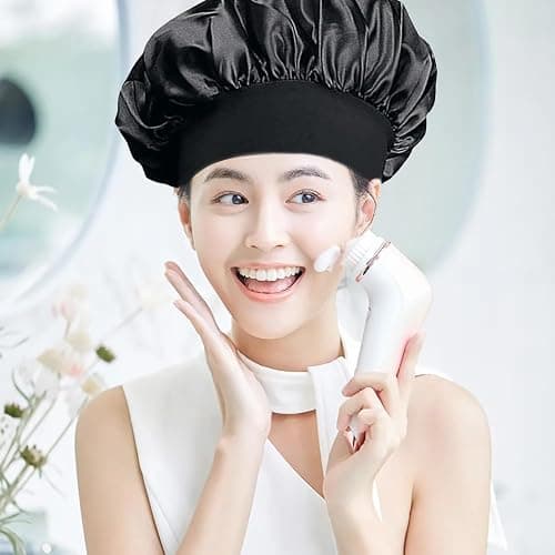 iLamvie Bonnet Satin Cheveux Nuit, Bonnet De Nuit Satin, Bonnet Soie Cheveux Nuit Bonnet Cheveux Nuit Pour Femmes Cheveux Longs Cheveux Bouclés(Noir) thumbnail 5