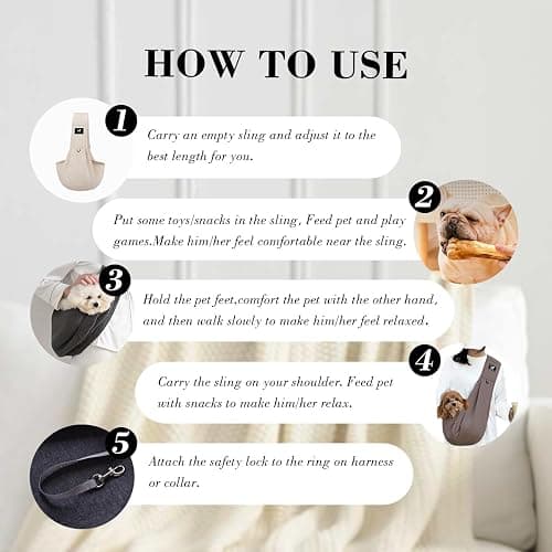 PAWPUBBY Dog & Cat Carrier Sling, Adjustable Soft Padded Shoulder Puppy Carrier, Hands-Free Dog Carrier Bag with Double Safety Buckles Premium Material for Outdoor Travel (Apricot, M) thumbnail 10