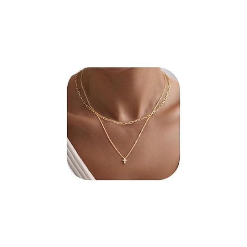 Turandoss Gold Cross Necklace for Women - Dainty 14K Gold Plated Cross Necklace Layered Beaded Infinity CZ Holy Mary Medal Pendant Necklaces for Women Trendy Faith Jewelry First Communion Gifts thumbnail 2