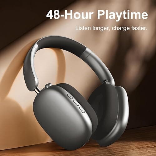 Wentronic Y01 Wireless Over Ear Headphones, Noise Canceling Bluetooth 5.3 Headphones with Microphones,Hi-Res Audio,48H Playtime,Foldable,Breathable Soft Earpads for iOS/Android/Samsung/PC-Space Grey thumbnail 7