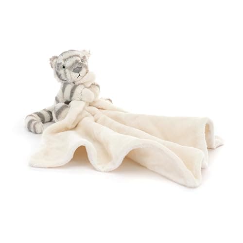Jellycat Bashful Snow Tiger Soother Stuffed Animal, 13.5 inches- Security Blanket & Lovey for Babies - Baby Gift - Snow Tiger - Image 1