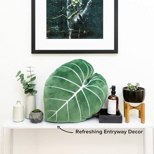 Green Philosophy Co. Philodendron Gloriosum Leaf Pillow - Moody Green thumbnail 8