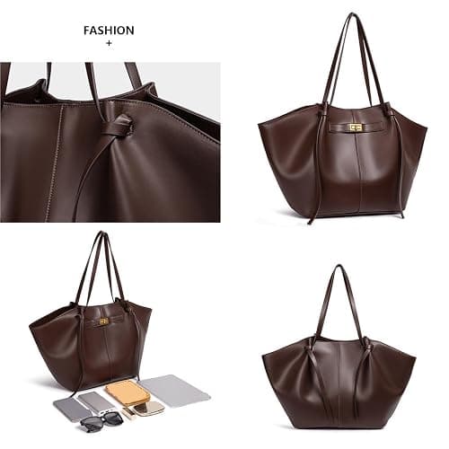 FJZFXKZL Women's Tote Bag, Leather Large Shoulder Shopper Handbag With Detachable Strap, Vintage For School, Work, Travel, Office thumbnail 4