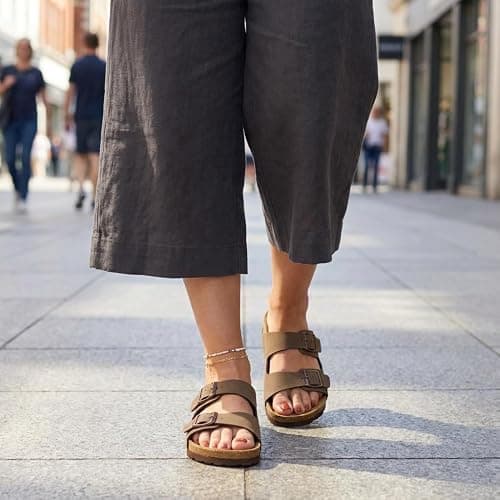 CUSHIONAIRE Lane Cork Footbed Womens Sandals Comfortable Double Buckle Slip On Sandals for Women with Arch Support and Classic Two Strap Design thumbnail 5