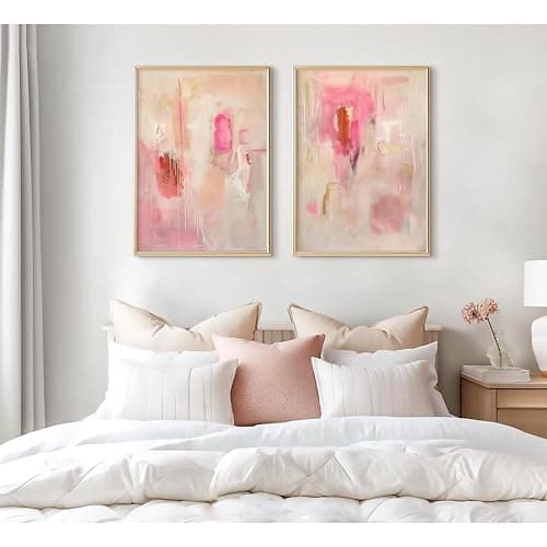 Tocliky Abstract Wall Art Neutral Modern Canvas Painting Decor Pink Beige Minimalist Wall Art Contemporary Abstract Poster Artwork for Living Room Bedroom 12x16 Inch Unframed Set of 2 thumbnail 6