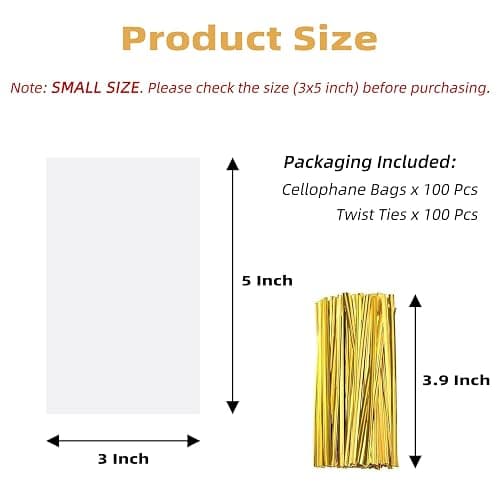 Yotelab Cake Pop Bags, 3x5 In Cellophane Lollipop Bags With Ties, 100 Pcs | Clear Gift Wrap Bags, Small Treat Bags for Cookies, Candy, Desserts, Snacks and Party Favors thumbnail 2