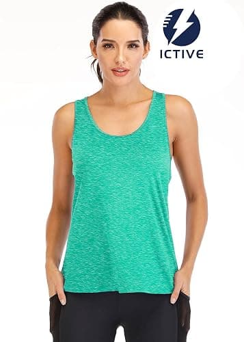 ICTIVE Workout Tank Tops for Women Yoga Tops for Women Loose Fit Backless Muscle Racerback Summer Gym Shirts - Small - Light Green thumbnail 2