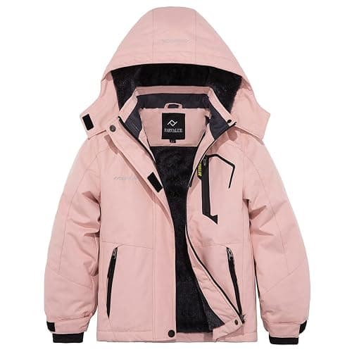 FARVALUE Girls Waterproof Skiing Jacket Windproof Winter Coat Warm Snow Coat with Removable Hood - Image 1
