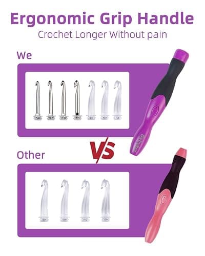 18 Sizes Lighted Crochet Hooks Set 2.0mm~14.0mm, Rechargeable Crochet Hook with Interchangeable Crochet Head, Light Up Crochet Hooks Set with 2 Levels Led for Beginner Knitting Kit Gifts thumbnail 4