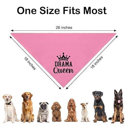 WHTYEFZ Drama Queen Pink Dog Bandana, Funny Pet Scarf Accessory Photo Prop for Halloween Party Dinner, Halloween for Theater Girls Drama Mom, Funny Couple Gifts for Theater Girlfriend thumbnail 2