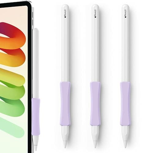 ELETIUO 3 Pack Ergonomic Silicone Grips Compatible with Apple Pencil 2nd/USB-C/Pro,Soft Protective Sleeve Holder,Anti-Slip Cover for iPad Pro 11/12.9 inch,Purple - Image 1
